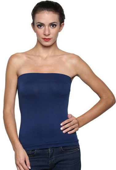 Blue Bandeau Seamless Short Fitted Tube Top - lacysouls