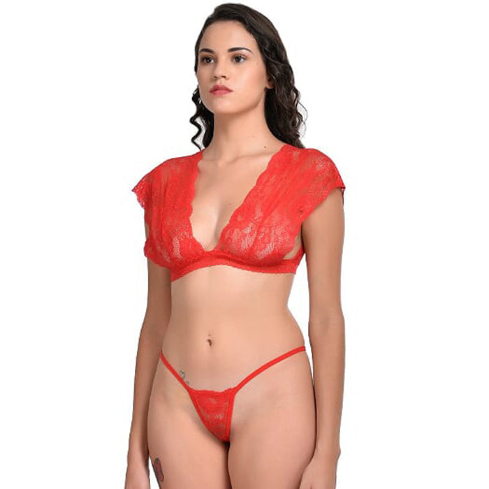 "Very Sexy" Red Lace Bra G-String Set - lacysouls