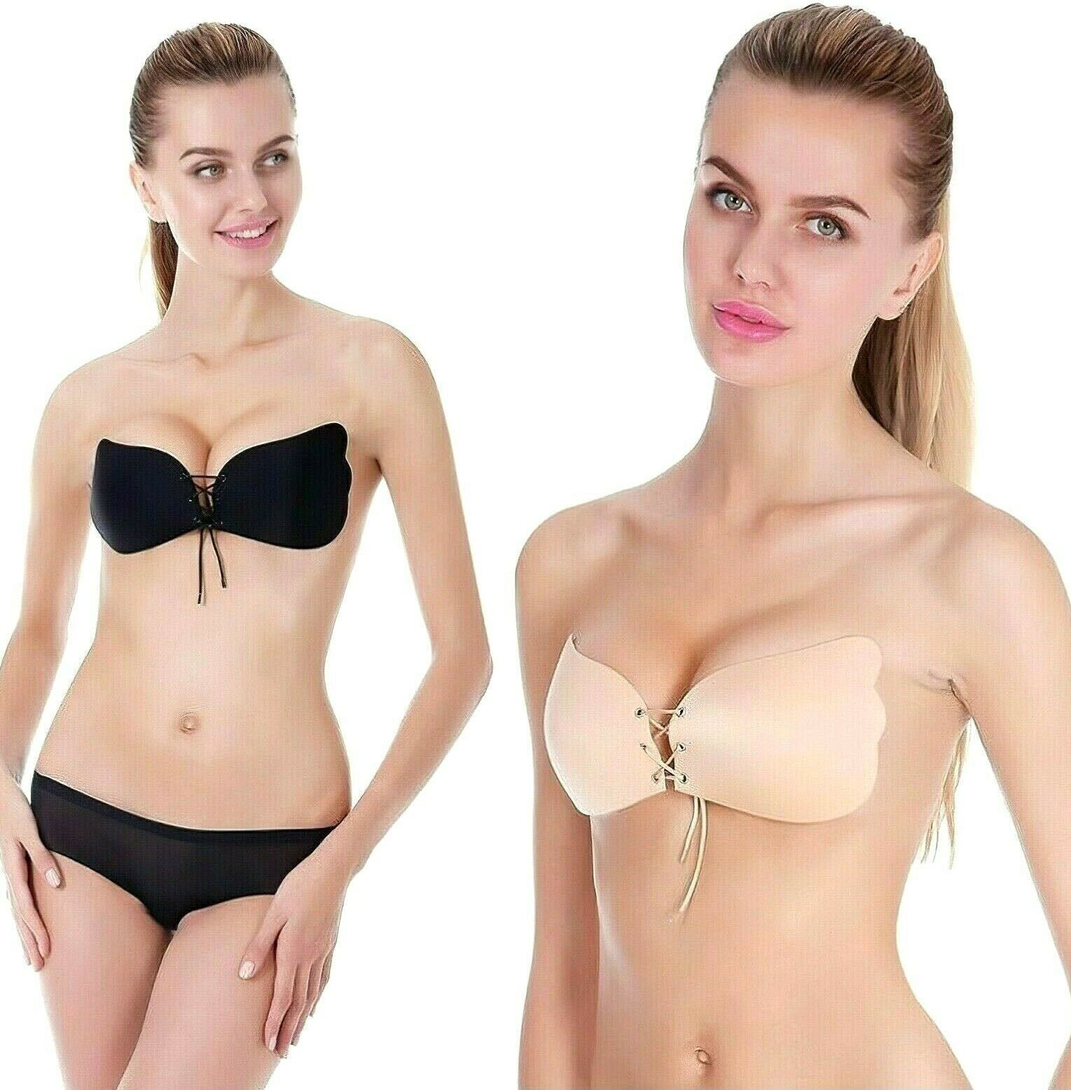 2 Pack Non-Wired Padded Stick-On Push-Up Bra - lacysouls