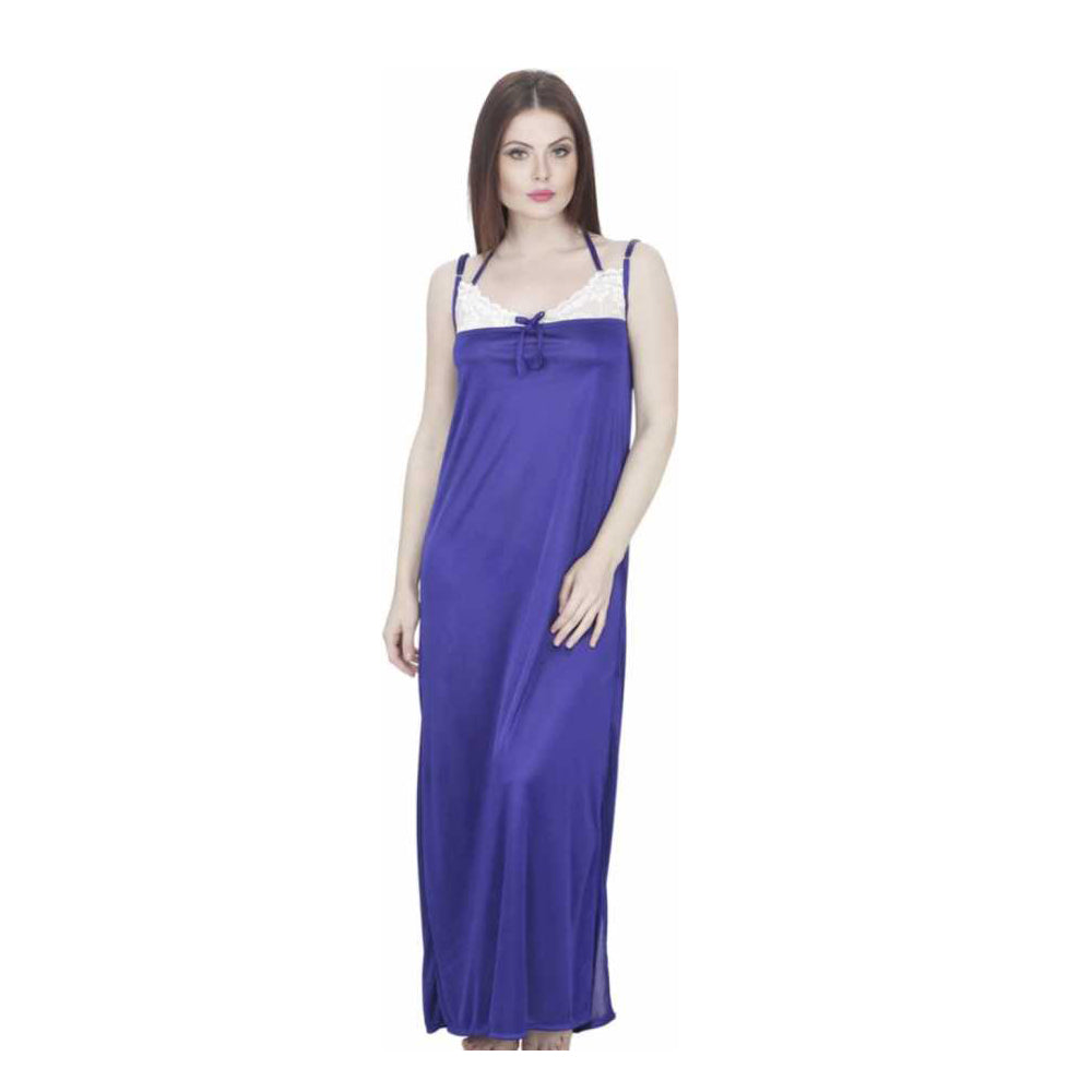 "Comfy" Blue Women's Full Length Nightgown - lacysouls