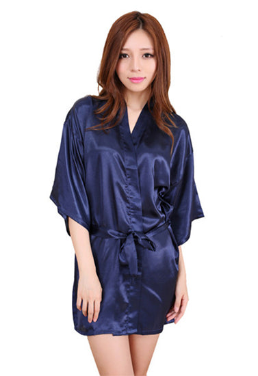 Calida Navy Blue Short Style Robe With Free Thong - lacysouls