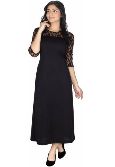 Fierce Lace Black Long Elegance Dress - lacysouls