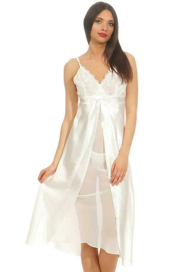 French Daina Silk Satin Elegant Bridal Nighty - lacysouls