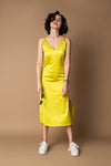 French Daina Silk Satin bright Yellow Slip dress - lacysouls