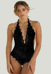 French Daina flirty black lace teddy bodysuit - lacysouls