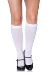 Leg Avenue Women&#39;s Nylon Opaque Knee Highs White Hosiery - lacysouls