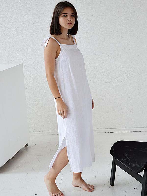 "Cute" Women’s Pure White Cotton Sleepwear - lacysouls