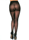 Flirty Sheer Black Pantyhose Crotchless - lacysouls
