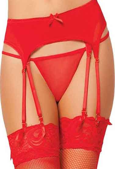 Sultry Red Double Up Garter Belt - lacysouls