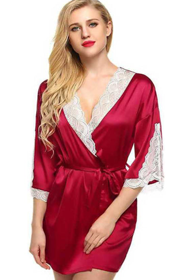 Super Sexy Women's Maroon Robe With Free Thong - lacysouls