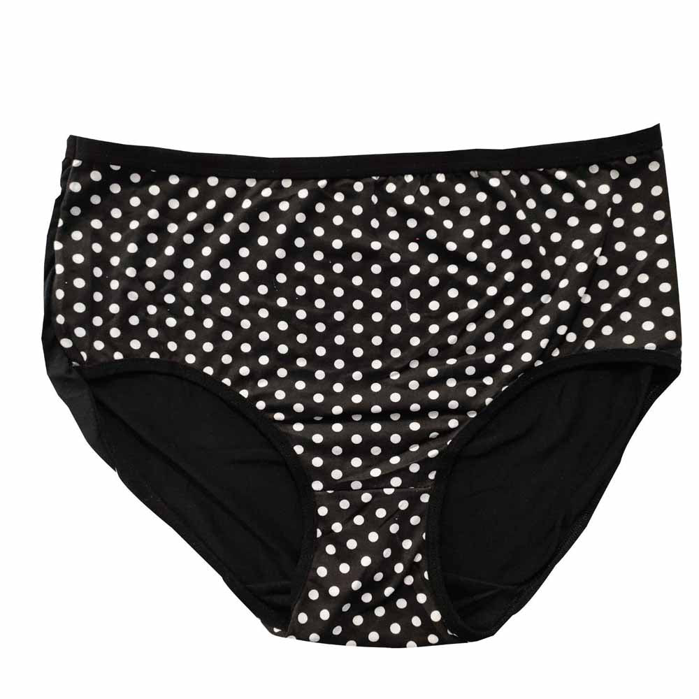 Super Comfortable White Dotted Black Cotton Plus Size Hipster Panty - lacysouls